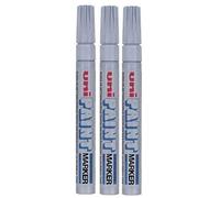 Uni Colour Medium (2.2-2.8mm) PX-20 Silver Oil Paint Marker Pen Metal Glass Wood Plastic Stone Outdoor mm Metal Bullet Nib Tip (Pack Of 3)