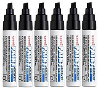 Uni Coloured Broad (4-8.5mm) PX-30 Black Oil Paint Marker Pen Metal Glass Wood Plastic Stone Outdoor Chisel Nib Tip (Pack Of 6)