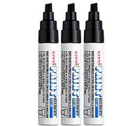 Uni Coloured Broad (4-8.5mm) PX-30 Black Oil Paint Marker Pen Metal Glass Wood Plastic Stone Outdoor Chisel Nib Tip (Pack Of 3)