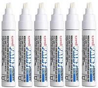 Uni Coloured Broad (4-8.5mm) PX-30 White Oil Paint Marker Pen Metal Glass Wood Plastic Stone Outdoor Chisel Nib Tip (Pack Of 6)