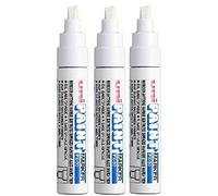 Uni Coloured Broad (4-8.5mm) PX-30 White Oil Paint Marker Pen Metal Glass Wood Plastic Stone Outdoor Chisel Nib Tip (Pack Of 3)