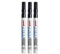 Uni Coloured Fine (0.8-1.2mm) PX-21 Black Oil Paint Marker Pen Metal Glass Wood Plastic Stone Outdoor Bullet Nib Tip (Pack Of 3)