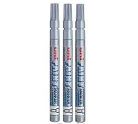 Uni Coloured Fine (0.8-1.2mm) PX-21 Silver Oil Paint Marker Pen Metal Glass Wood Plastic Stone Outdoor Bullet Nib Tip (Pack Of 3)