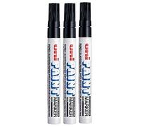 Uni Coloured Medium (2.2-2.8mm) PX-20 Black Oil Paint Marker Pen Metal Glass Wood Plastic Stone Outdoor Bullet Nib Tip (Pack Of 3)