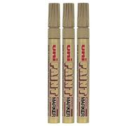 Uni Coloured Medium (2.2-2.8mm) PX-20 Gold Oil Paint Marker Pen Metal Glass Wood Plastic Stone Outdoor Bullet Nib Tip (Pack Of 3)