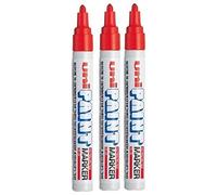 Uni Coloured Medium (2.2-2.8mm) PX-20 Red Oil Paint Marker Pen Metal Glass Wood Plastic Stone Outdoor Bullet Nib Tip (Pack Of 3)