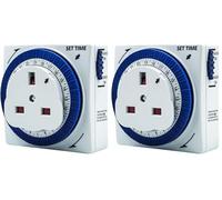 Uni- Com 24 Hour Plug-in Segment Timer Switch, Energy Saving, Home Security, Easy to Programme for Automatically Operating Lights, Lamps & Home Appliances (Pack of 2)