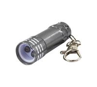 Uni-Com Keyring Torch with Carabiner Clip - Compact LED Keychain Flashlight, Aluminium Housing, Long-Life Batteries Included for Keys, Handbags, Backpacks, Belt Loops, Silver