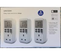 UNI-COM Remote Control Sockets with Large LCD Display 3 Pack