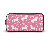 Uni-Corn-s Rainbow Print Pencil Pouch Cute Pen Case with Zippered Aesthetic Makeup Bag