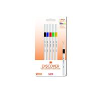 uni Emott Felt Tip Pens. Water Resistant, Non-Bleed and Fade-Proof Ink for Colouring, Art, Drawing, Writing, Journaling. Fineliner Tip Coloured Pens for Adults, Children, School Stationery. Pack of 5