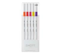 uni Emott Felt Tip Pens. Water Resistant, Non-Bleed and Fade-Proof Ink for Colouring, Art, Drawing, Writing, Journaling. Fineliner Tip Coloured Pens for Adults, Children, School Stationery. Pack of 5
