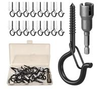 Uni-Fine 20 Pack 55 * 4mm Screw Hooks Outdoor Hooks for Light Eye Screw in Cup Wall Cabinet Ceiling with Safety Buckles Q-Hanger for Plants Christmas Outdoor String