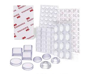 Uni-Fine 4 Sizes Transparent Silicone Pads, Soft Door Bumpers Self Adhesive Noise Dampening Pads Elastic Door Buffer Furniture Pad, Hemisphere/Trapezoid/Conical for Drawers Glass Non Slip(107Pcs)
