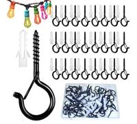 Uni-Fine 50 Pack 55 * 4mm Screw Hooks Outdoor for Light Eye Hooks Screw in Cup Wall Cabinet Ceiling with Safety Buckles Q-Hanger for Plants Christmas Outdoor String Lights