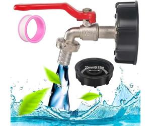 Uni-Fine IBC Tank Accessory Set 1000L, S60X6 IBC Tap, 3/4 IBC Tank Adapter Brass, Water Tank Hose Connection Replacement for Rainwater Tanks, Rain Butt Connection Accessories