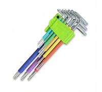 Uni-Fine Torx Key Set 9pcs T10-T50 Security Tamperproof Torx Star Key Set Cr-V Steel Made, Colour Coded Long L Shape Star Keys for Home Maintenance DIY