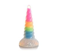 Uni-Glow Glow-in-the-Dark Rainbow Silicone Dildo Unicorn Horn Anal Butt Plug
