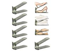 Uni HIMO Shoe Slots Organizer, Clear Shoe Stacker, Adjustable Level Shoe Rack,Storage Space Saver for Sneakers Display (Green Transparent, 8Pack)