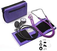 Uni Instrumed Professional Aneroid Sphygmomanometer with Sprague Rappaport Stethoscope, Manual Blood Pressure Monitor for Upper Arm Adult Size Cuff Zipper Case Included, Purple