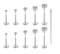 Uni-J Flat Back Earrings Stud for Women Hypoallergenic Surgical Stainless Steel Internal Thread Tragus Helix Cartilage Conch Nose Monroe Labret Medusa Piercing Jewelry 18G Gold/Silver, Stainless Steel