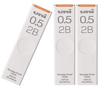 , Uni Mechanical Pencil Core Lead Refill Smudge-Proof 0.5 2B Sliding Case UL-S-0.5-402B 3 Packs 120pcs With Kanji LOVE Sticker