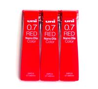 Uni Mechanical Pencil Lead Nano Dia Color 0.7mm Red (U07202NDC.15) 20 Leads 3 Pack/Total 60 Leads (Japan Import) [Komainu-Dou Original Package]
