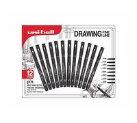 UNI Pin 12 Piece Black, UUAPINB12