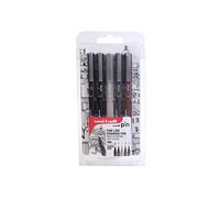 uni-PIN 5pc clampack set, Black Fine Line 0.5mm pen and 4 Brush Tip pens in assorted colours (Black/Sepia/Light grey/Dark grey)