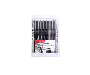 uni-PIN 8 pc Assorted Tip Pack: Fine Line Pens (0.7mm/0.9mm/1mm/1.2mm), Brush Tips (Light Grey/Dark Grey/Sepia/Black)
