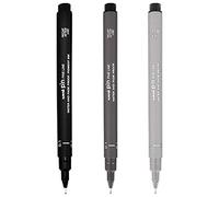 Uni Pin Fineliner Drawing Pen - 0.1mm Nib - Black, Dark Grey & Light Grey Ink - Pack of 3