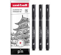Uni Pin Fineliner Drawing Pen - Black Ink - 0.9mm Nib - Pack of 3 in Envelope Gift Packaging