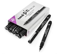 Uni Pin Fineliner Drawing Pen Black Ink 1.0mm Nib Pack of 12
