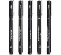 Uni Pin Fineliner Drawing Pen - Broad Set of 5 Grades - Black Ink
