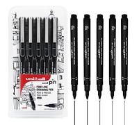 Uni Pin Fineliner Drawing Pen - Medium Set of 5 Grades in Wallet - Black Ink
