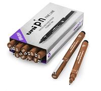 Uni Pin Fineliner Drawing Pen - Sepia Ink - Brush Nib - Pack of 12