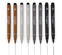 Uni Pin Fineliner Drawing Pen - Sketching Set of 8-0.1mm/0.5mm - Black, Dark Grey, Light Grey, and Sepia