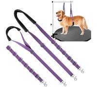 Uni PNR Dog Grooming Belly Strap - Dog Grooming Table Arm Extender with Clamp Extension Loop Bathing Restraint Leash No Sit Haunch Holder for Small & Medium Dog Hair Cutting Washing (Purple)