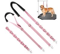 Uni PNR Dog Grooming Belly Strap - Dog Grooming Table Arm Extender with Clamp Extension Loop Bathing Restraint Leash No Sit Haunch Holder for Small & Medium Dogs Hair Cutting Washing (Pink)