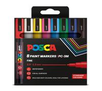 Posca - Standard PC-3M Acrylic Paint Pens (8pc), Multisurface Water Based Markers Ideal for Rock Painting, Canvas, Glass, Wood, Metal, Fabric, Colouring, Arts and Crafts