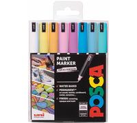 Posca Art Paint Markers PC-1MR - 0.7mm Nib - Set of 8 Pastel Tones in Plastic Wallet