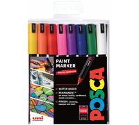 POSCA PC-1MR Ultra-Fine Tip Acrylic Paint Marker Pens, 16 Assorted Colours, For All Surfaces (Pack of 16 Pens)