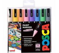 Uni Posca Paint Marker Art Pens PC-5M Medium Wallet Set of 8 Pale Colours