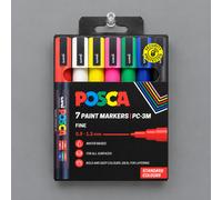 Uni Posca Paint Markers 7 Pack. Standard Colours. PC-3M Fine Point 0.9-1.3mm. UK