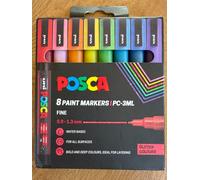 Uni Posca Paint Markers 8 Pack. Glitter Colours. PC-3ML Fine Point 0.9-1.3mm.New