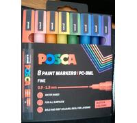 Uni Posca Paint Markers 8 Pack. Glitter Colours. PC-3ML Fine Point 0.9-1.3mm.New