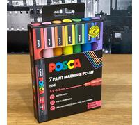 Uni Posca Paint Markers Pen Permanent Fine Tip Glitter Colours PC-3M Set of 7