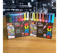 Uni Posca Paint Markers Pens Permanent Standard & Pastel Colours PC-3M 2 Sets