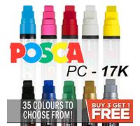 Uni Posca PC-17K Paint Markers Large Chisel Tip - 10 colours - Buy 4, Pay for 3