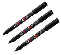 Uni Posca PC-1MR Black Colour Paint Marker Pens Ultra Fine 0.7mm (Pack Of 3)